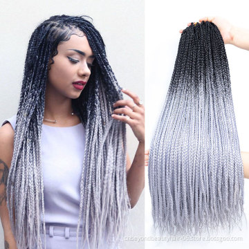 Crotchet Box Braids Hair Extensions Synthetic Crotchet Braiding Hair Brown Blonde Grey Burgundy Ombre
